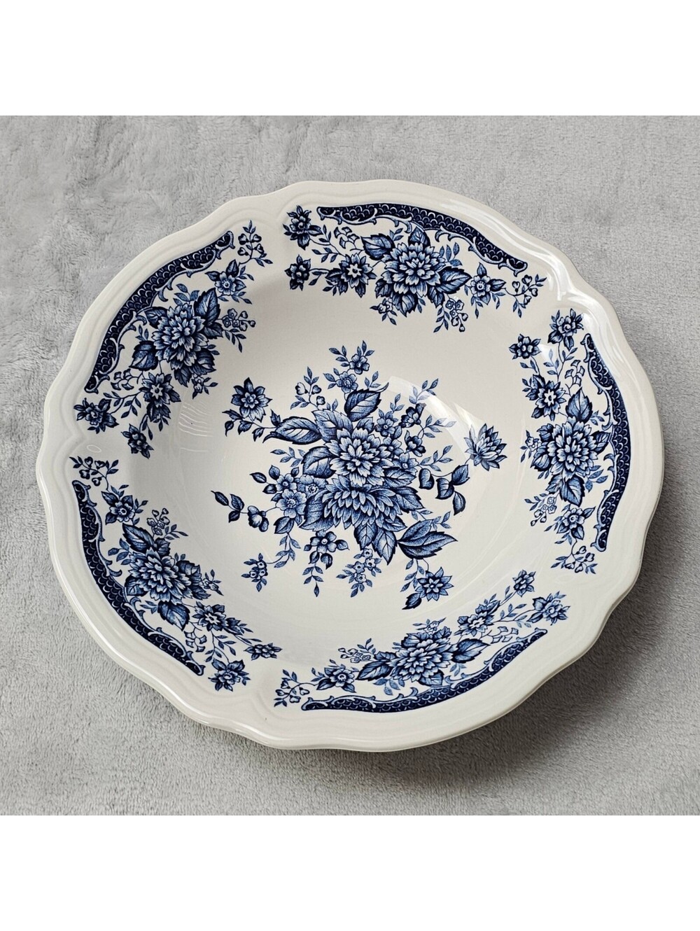 Vintage Blue Carnation Ironstone 4235 Serving Bowl 9.5in Japan Sears